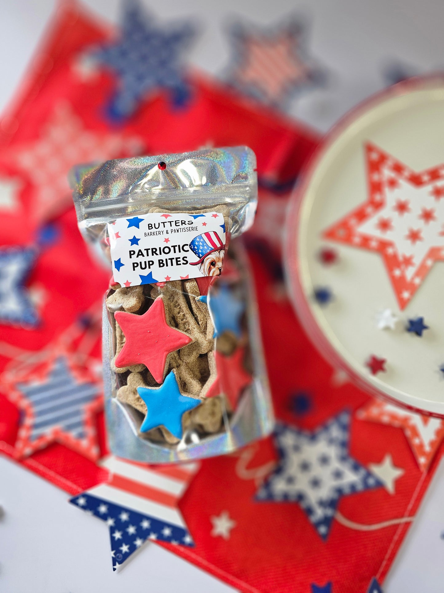 Patriotic Pup Bites Dog Cookie Bag Qty 3 Wholesale