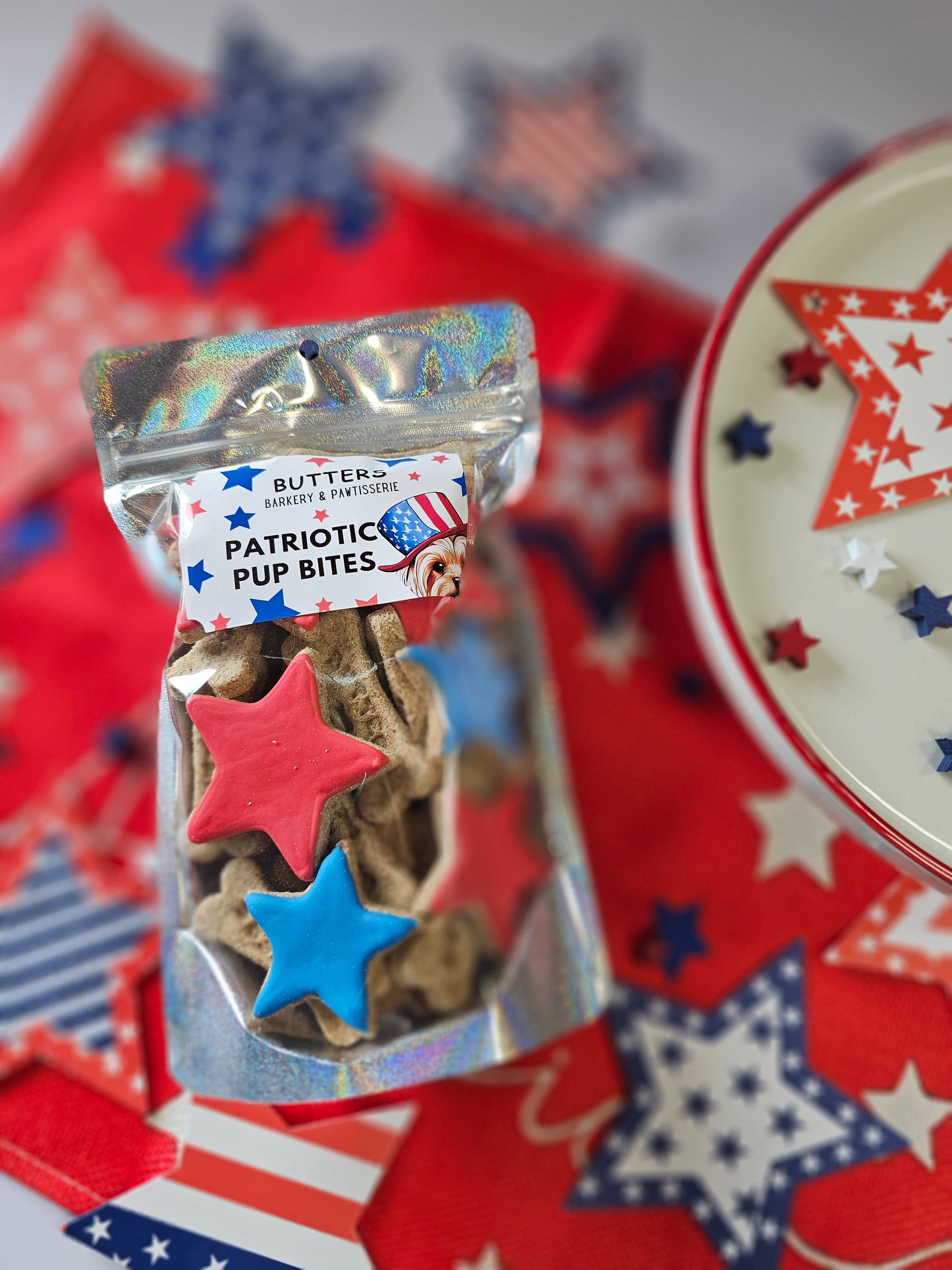 Patriotic Pup Bites Dog Cookie Bag Qty 3 Wholesale