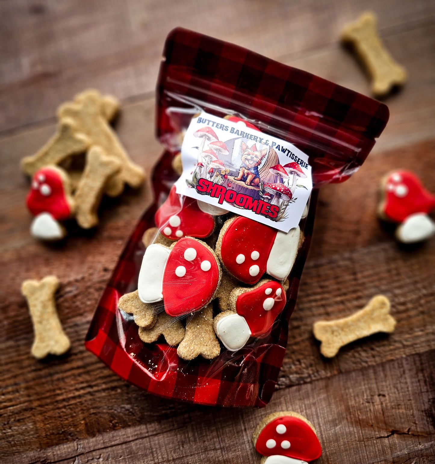 Mushroom Woodland Dog Cookie Bag Qty 3 Wholesale