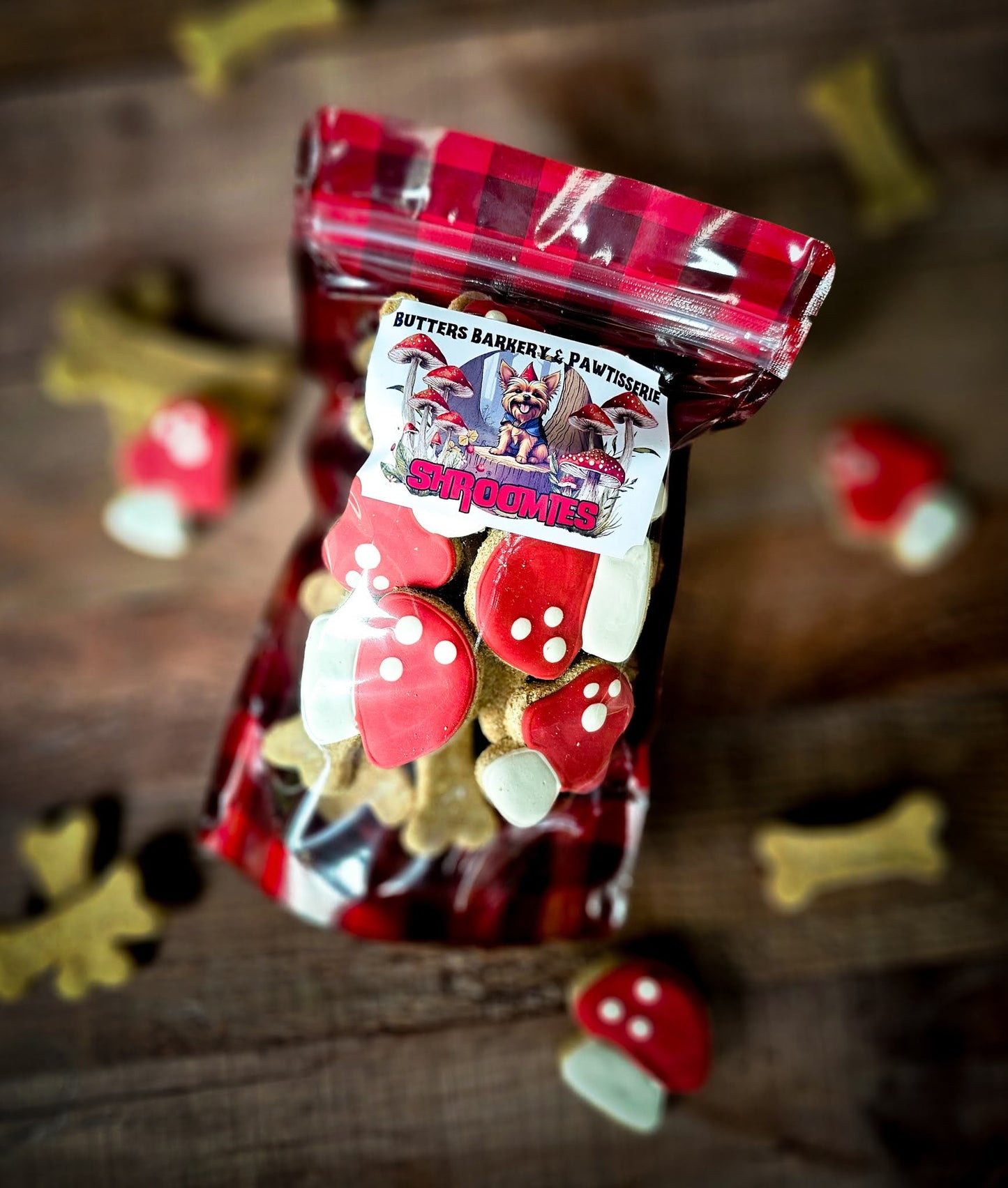 Mushroom Woodland Dog Cookie Bag Qty 3 Wholesale