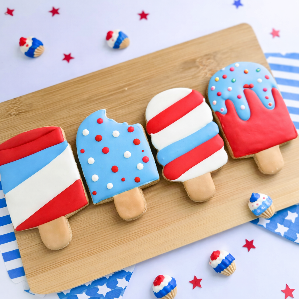 4th of July Popsicles Dog Cookies Wholesale Qty 12