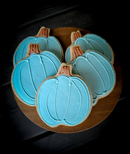 Fall Pumpkin Dog Cookies Blue - Qty 12