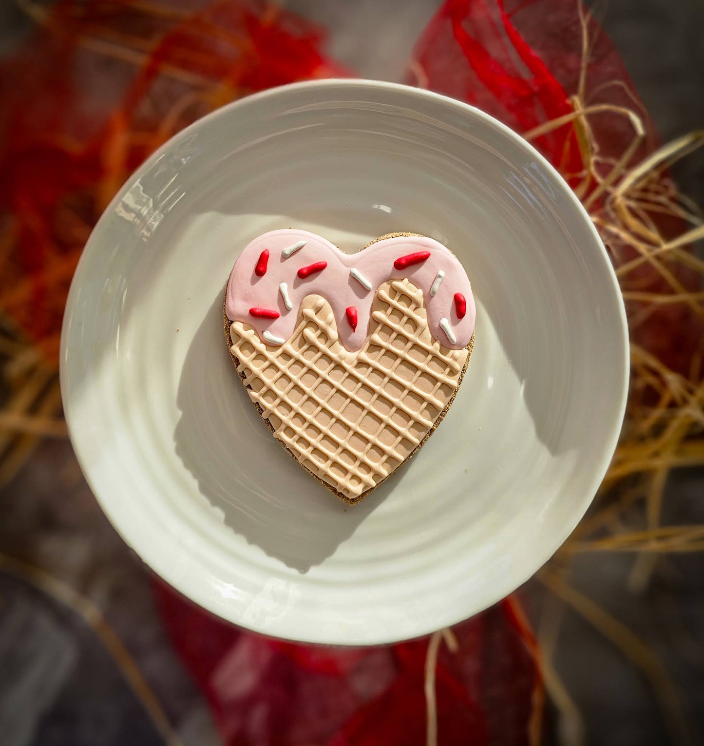 Waffle Heart Large Dog Cookie | Qty 12 Wholesale