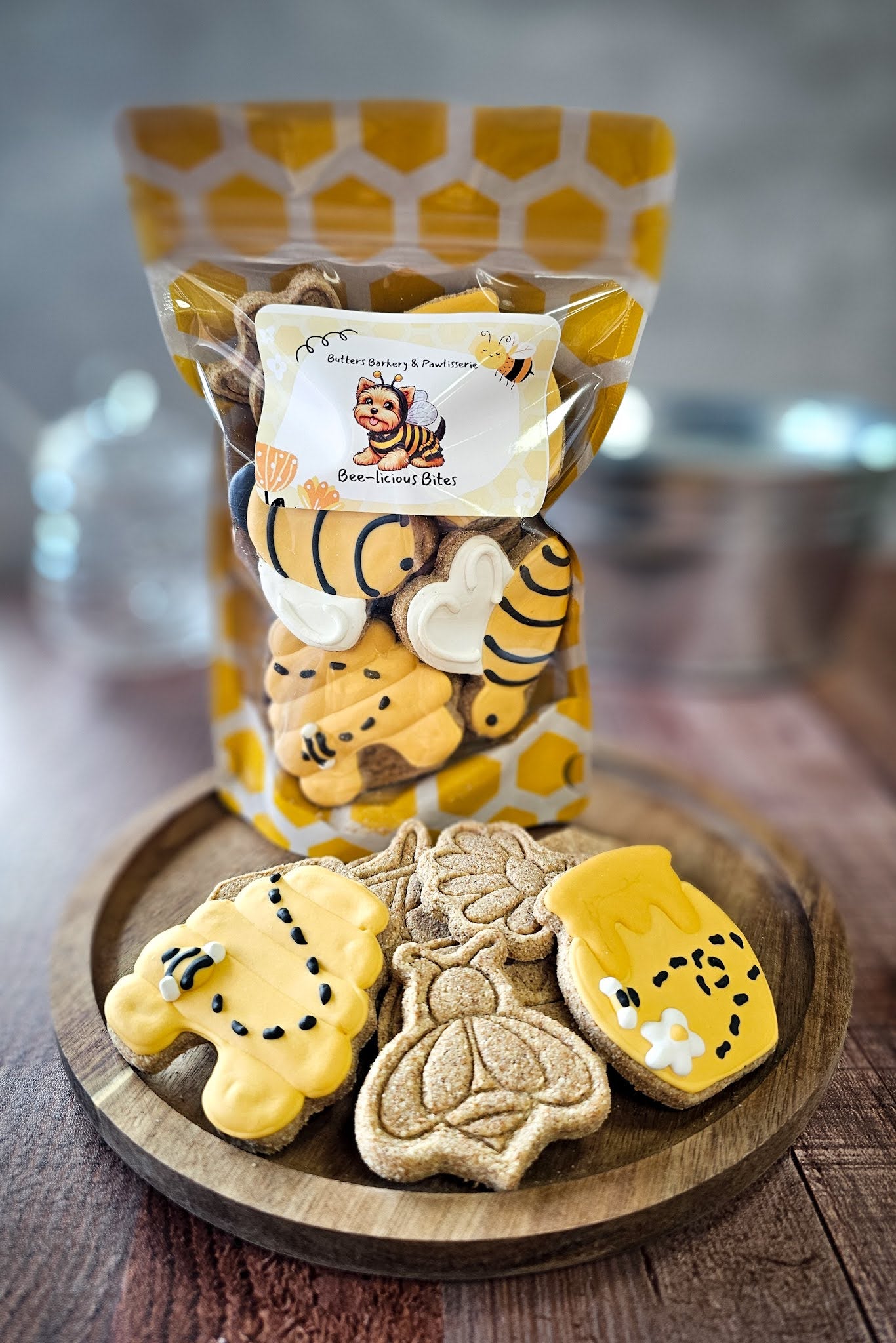 Bee-licious Bites Dog Cookie Bag Qty 3 Wholesale