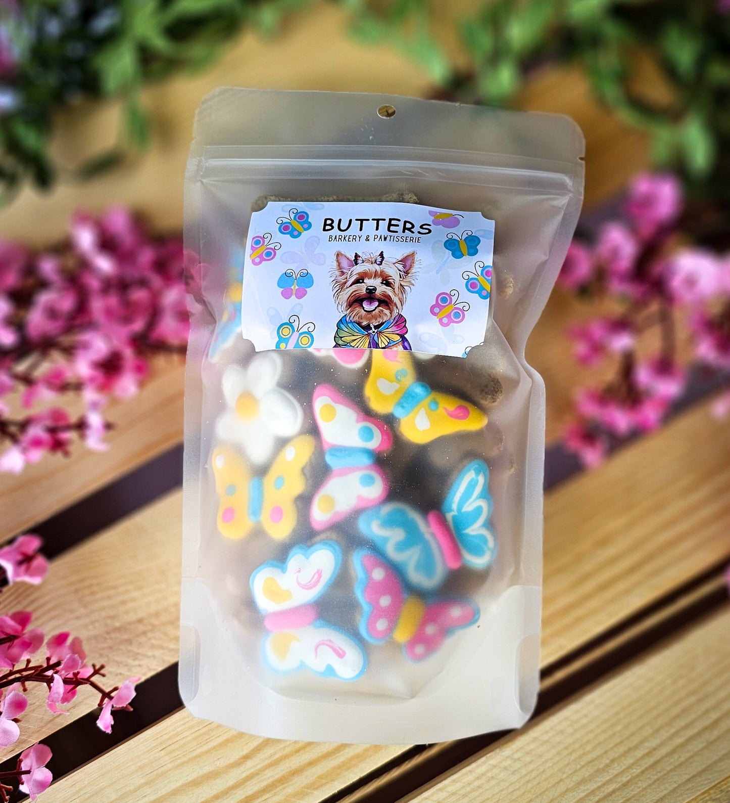 Butterfly dog cookie gift bag | Qty 3 Wholesale