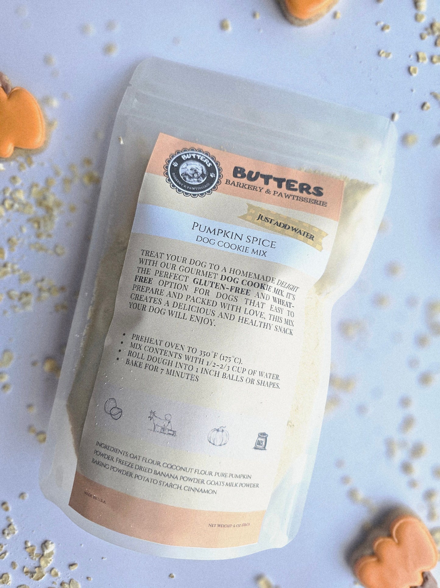Pumpkin Dog Cookie Mix | Gluten and Wheat Free - Qty 3 bags