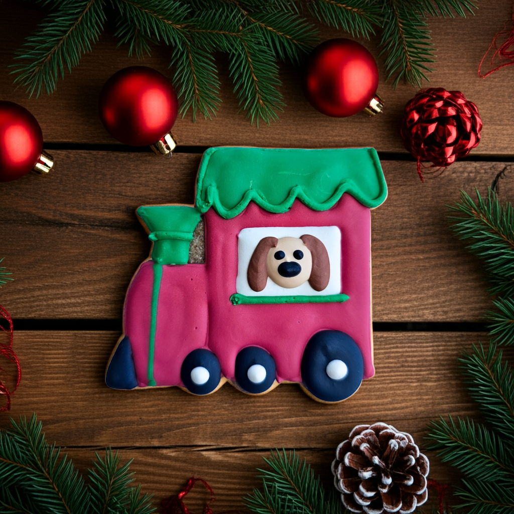 Christmas Train Dog Cookies Qty 12