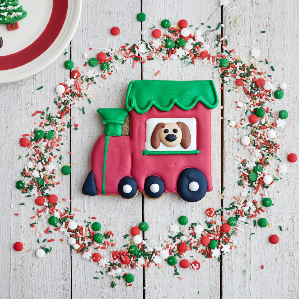 Christmas Train Dog Cookies Qty 12