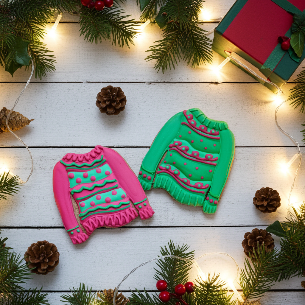 Christmas Sweater Large 4" Dog Treat (Qty 12)